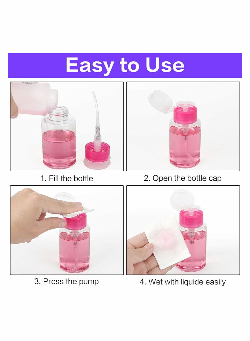 6 Pack Nail Polish Remover Pump Dispenser 180ml Push Down Cleanser Bottle Travel Liquid Container for  Makeup Art Tool Set - Image 4